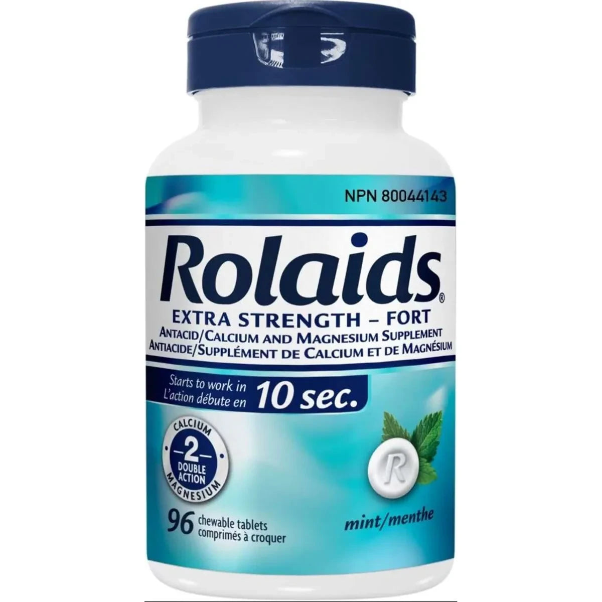 Rolaids Extra Strength Antacid, Mint Flavoured, 96ct, Fast Heartburn Relief 96 count front package