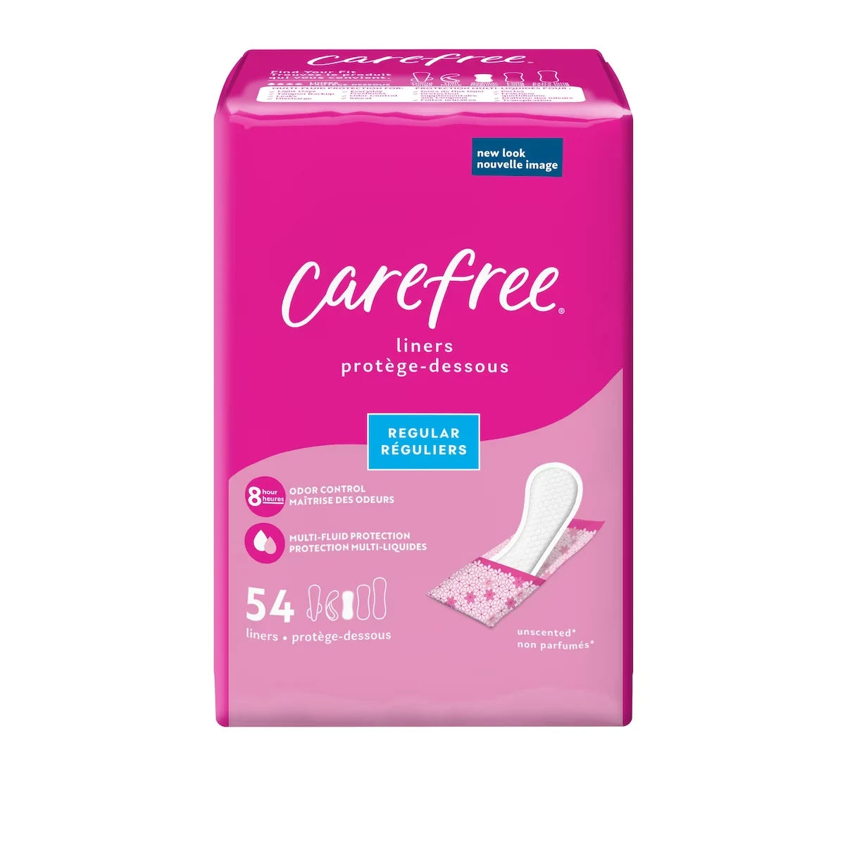 Carefree Acti-Fresh Body Shape Panty Liners Regular To Go Pack of 54 Liners front package