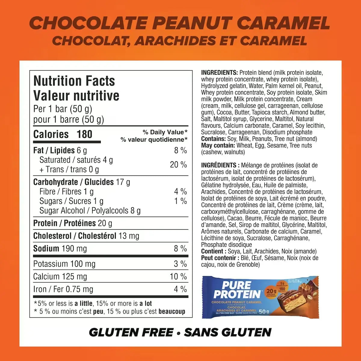 Pure Protein Bars, Chocolate Peanut Caramel, Gluten Free Snack Bars product detail