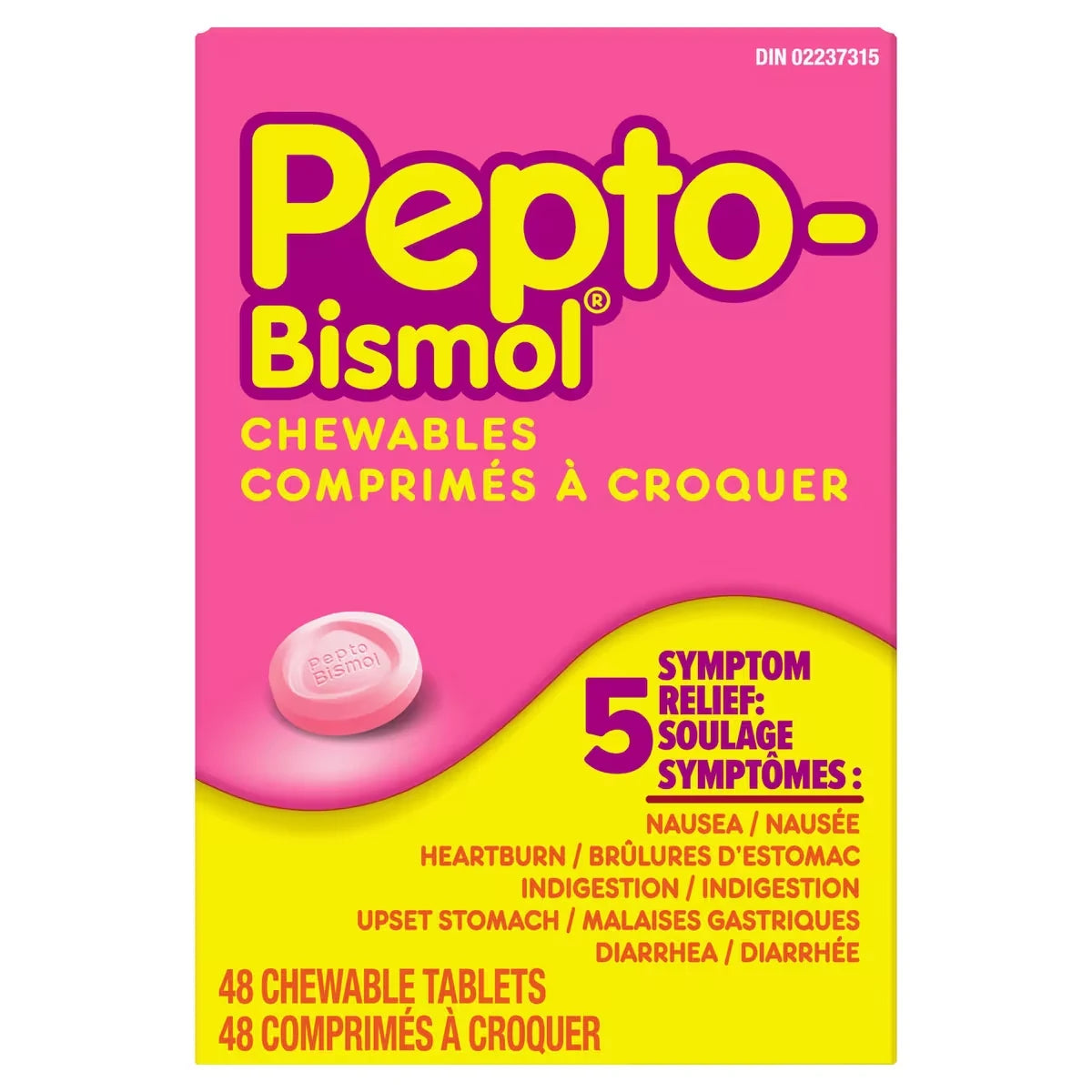Pepto Bismol Chewables for Nausea, Heartburn, Indigestion, Upset Stomach, & Diarrhea Relief 48 Count product image