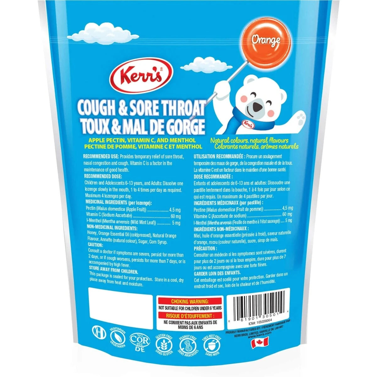 Kerr's Orange Menthol COUGH & Sore Throat Lollypop Lozenges product detail