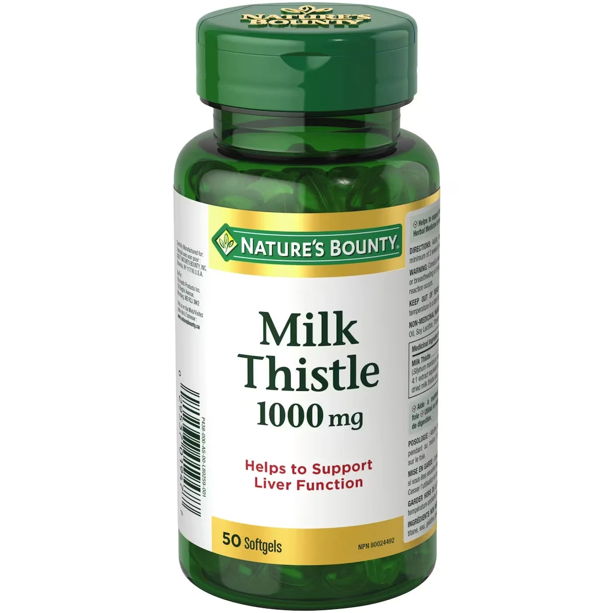 Natures Bounty Milk Thistle Pills and Herbal Health Supplement, Helps Supports Liver Function, 1000mg front package