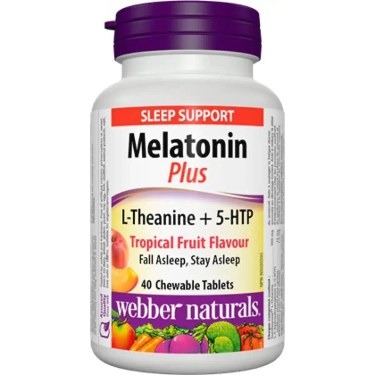 Webber Melatonin Plus L-Theanine + 5-HTP Tropical Fruit Flavour front package
