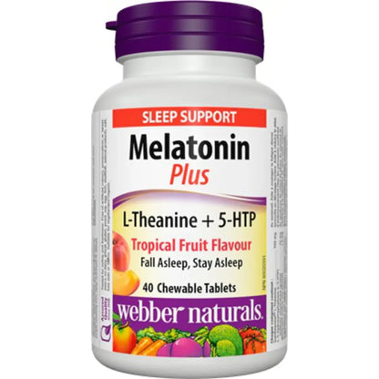 Webber Melatonin Plus L-Theanine + 5-HTP Tropical Fruit Flavour front package
