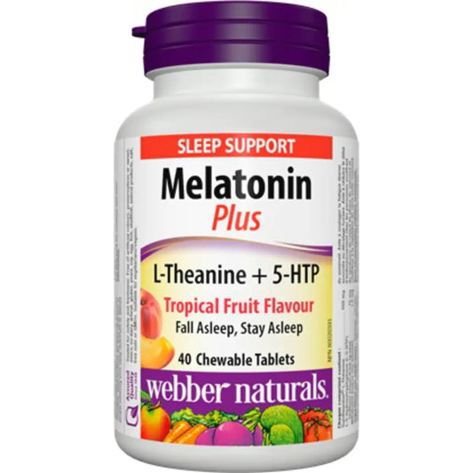 Webber Melatonin Plus L-Theanine + 5-HTP Tropical Fruit Flavour front package