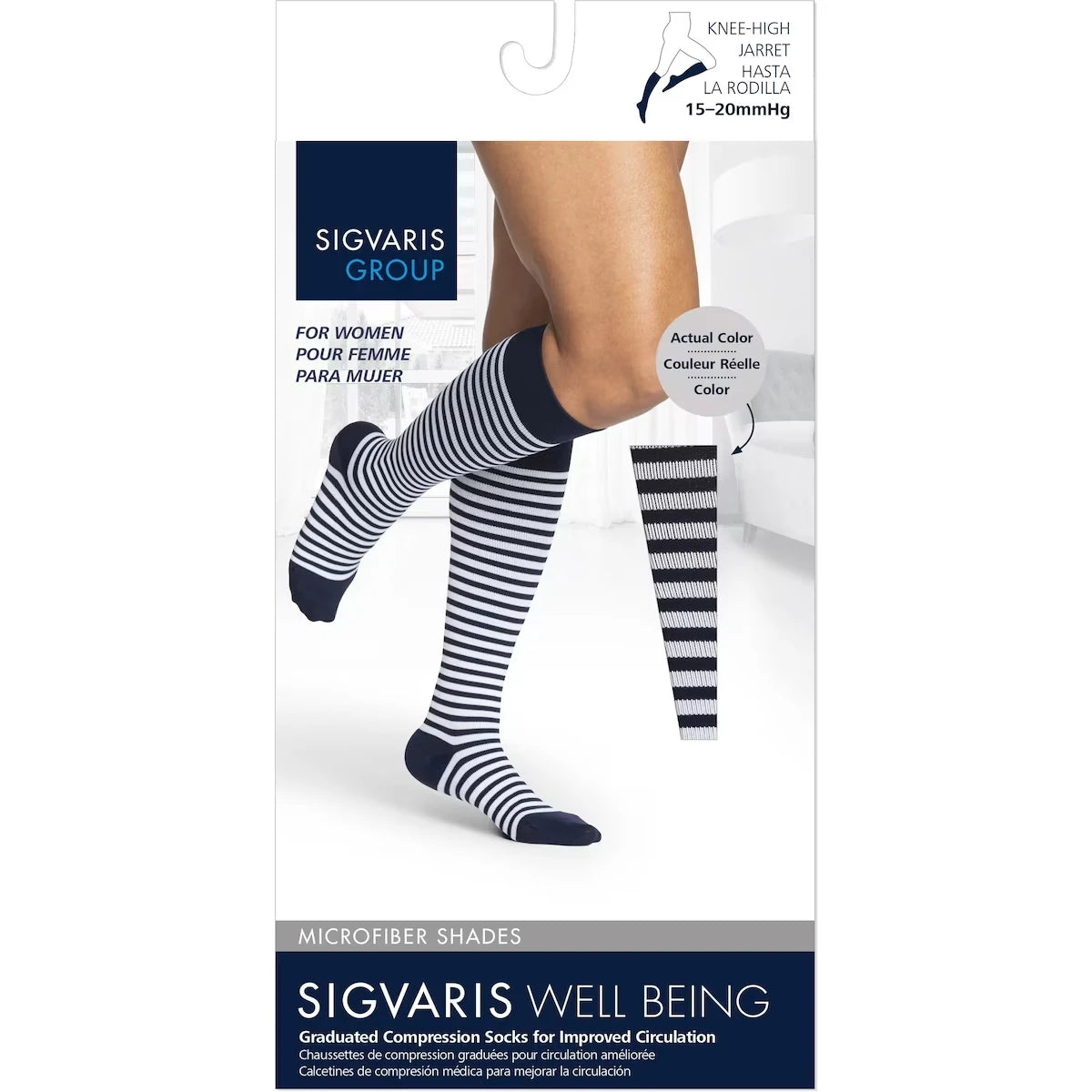 Sigvaris Microfiber Shades Compression Socks, Men, Onyx Stripe - Size B front package