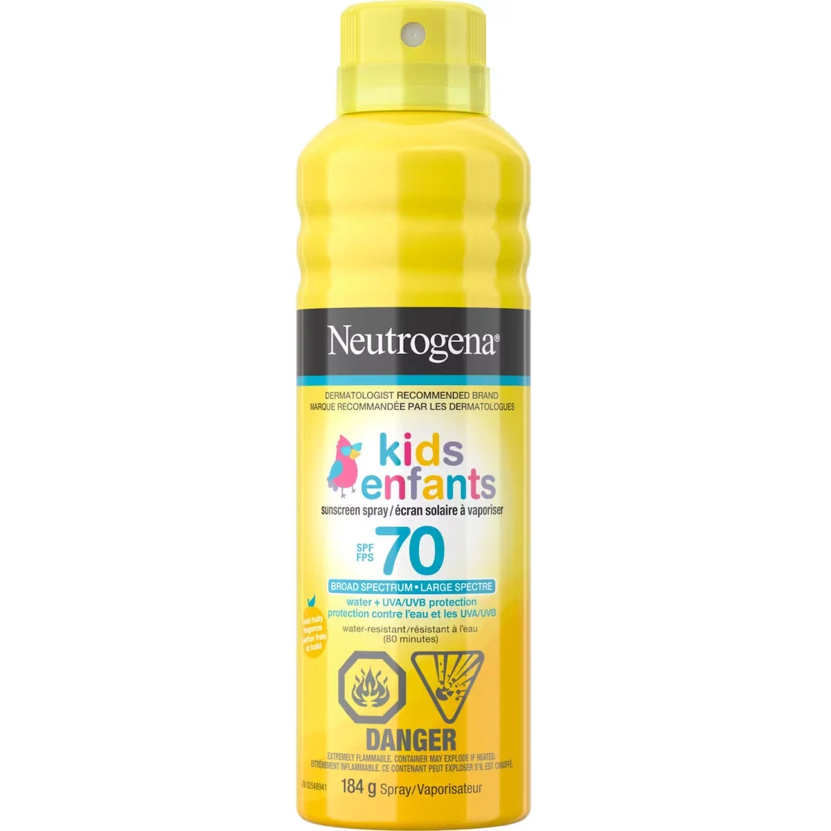 Neutrogena Kids Sunscreen Spray, water resistant, SPF 70 front package