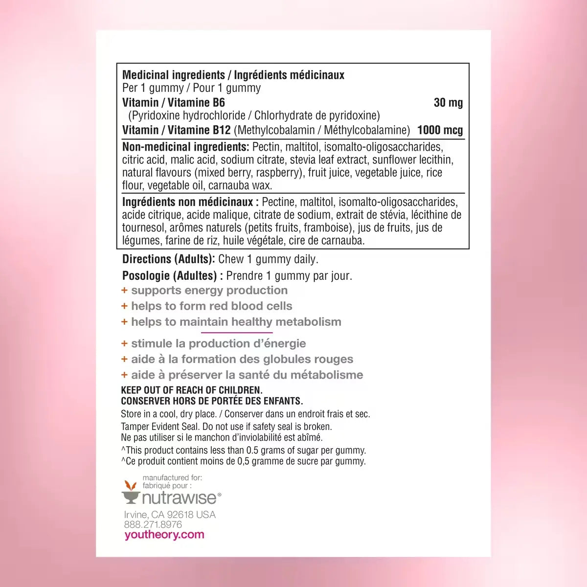 Youtheory B12B6 Gummies Zero Sugar product detail