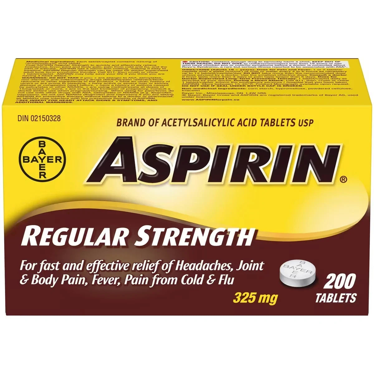 Aspirin Regular Strength 325 mg, 200 Tablets product package