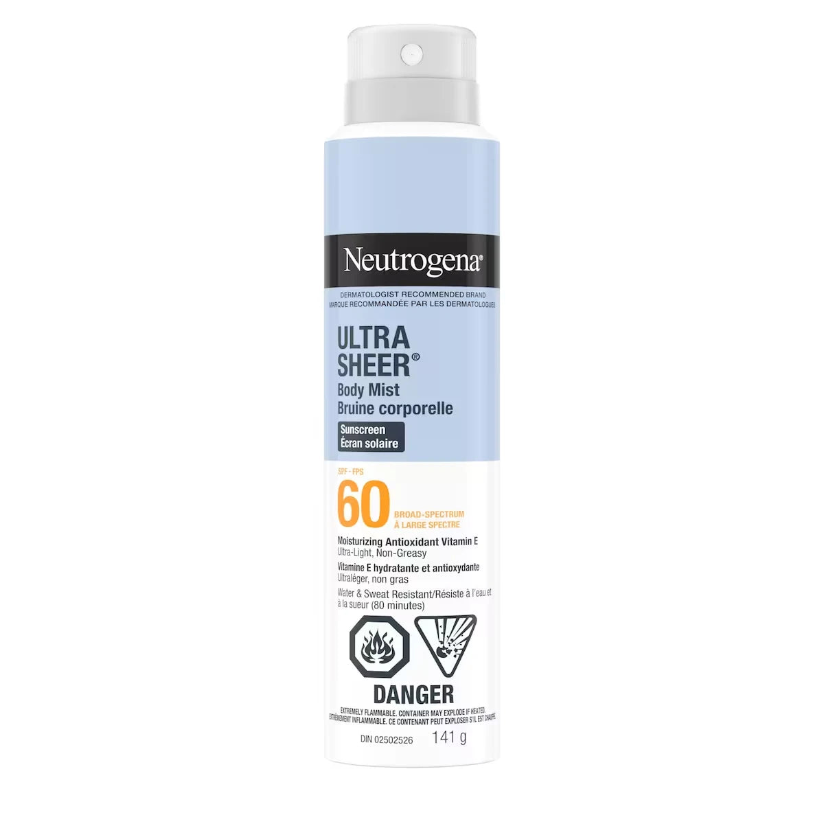 Neutrogena Ultra Sheer Body Mist Sunscreen SPF 60 141 g front package