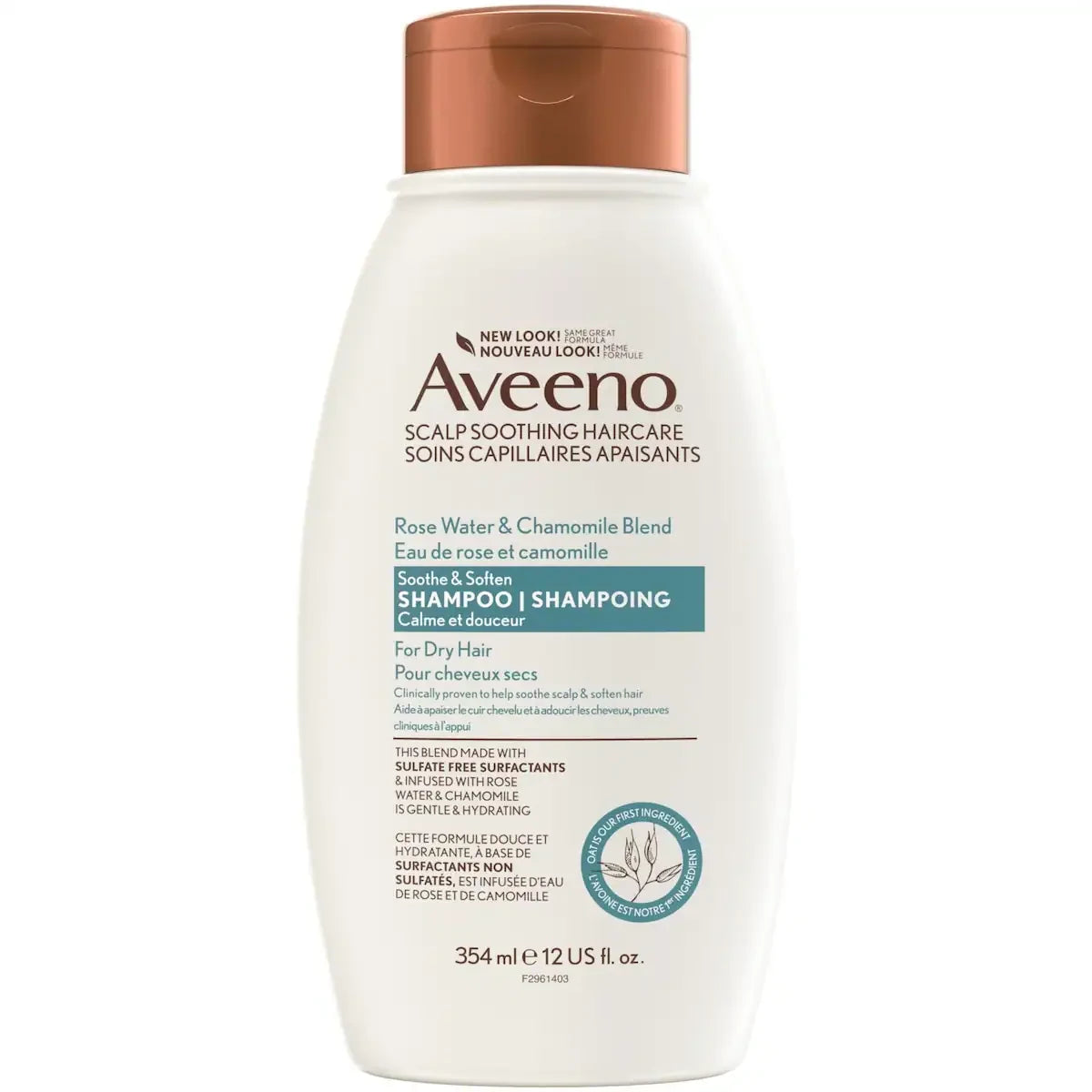 Aveeno Rose Water & Chamomile Shampoo front package