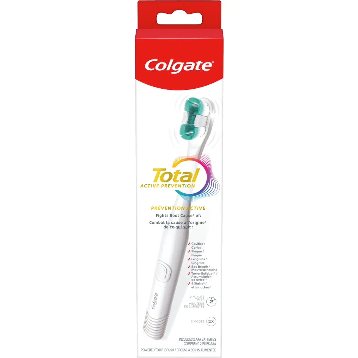 Colgate Total Battery Powered Toothbrush, White front package