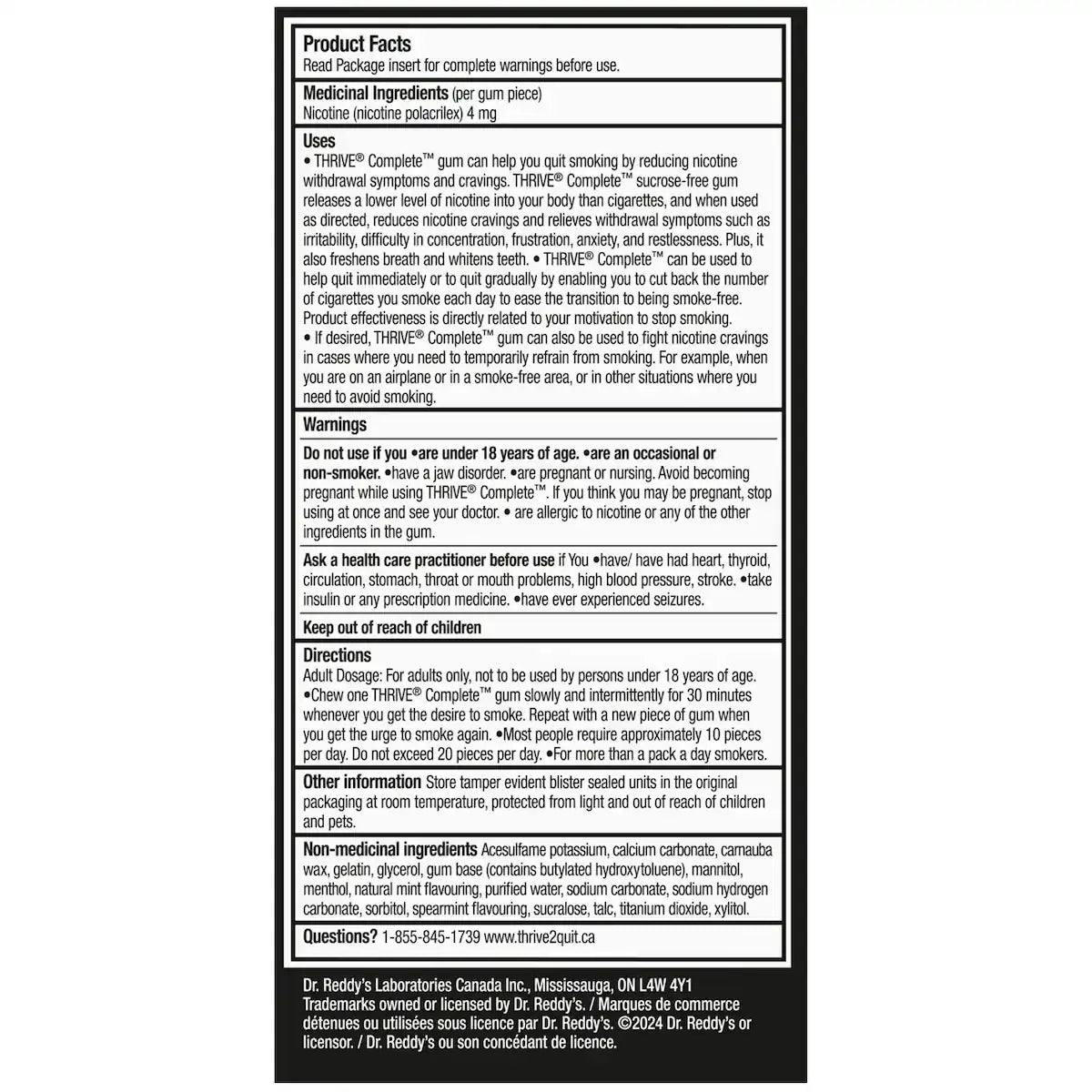 Thrive Complete 4mg, Gum, Spearmint product detail