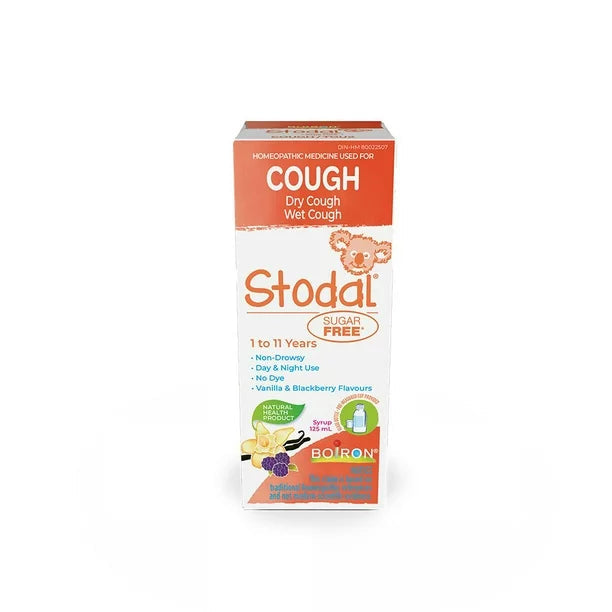 Sirop sans sucre pour enfants Stodal, 125 ml, médicament homéopathique contre la toux sèche et grasse