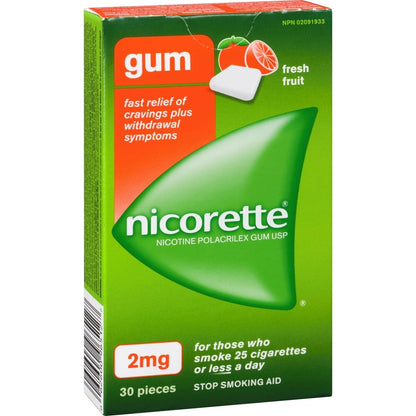 Nicorette Nicotine Gum, 2 mg, Fresh Fruit product detail