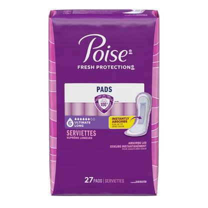 Poise Incontinence Pads, Ultimate Absorbency, Long product detail