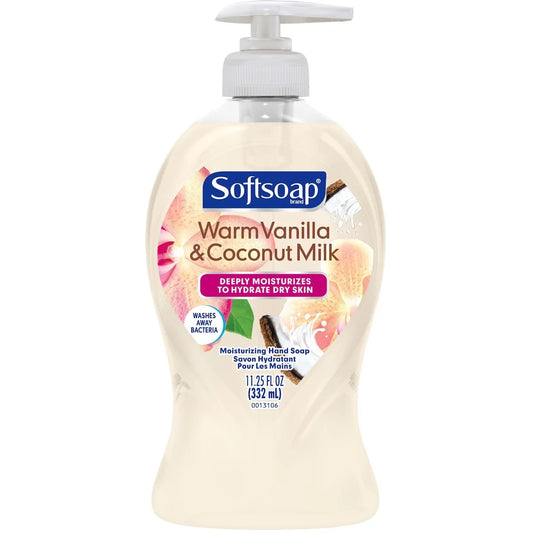 Softsoap Deeply Moisturizing Liquid Hand Soap Pump, Warm Vanilla & Coconut Milk - 332 ML front package