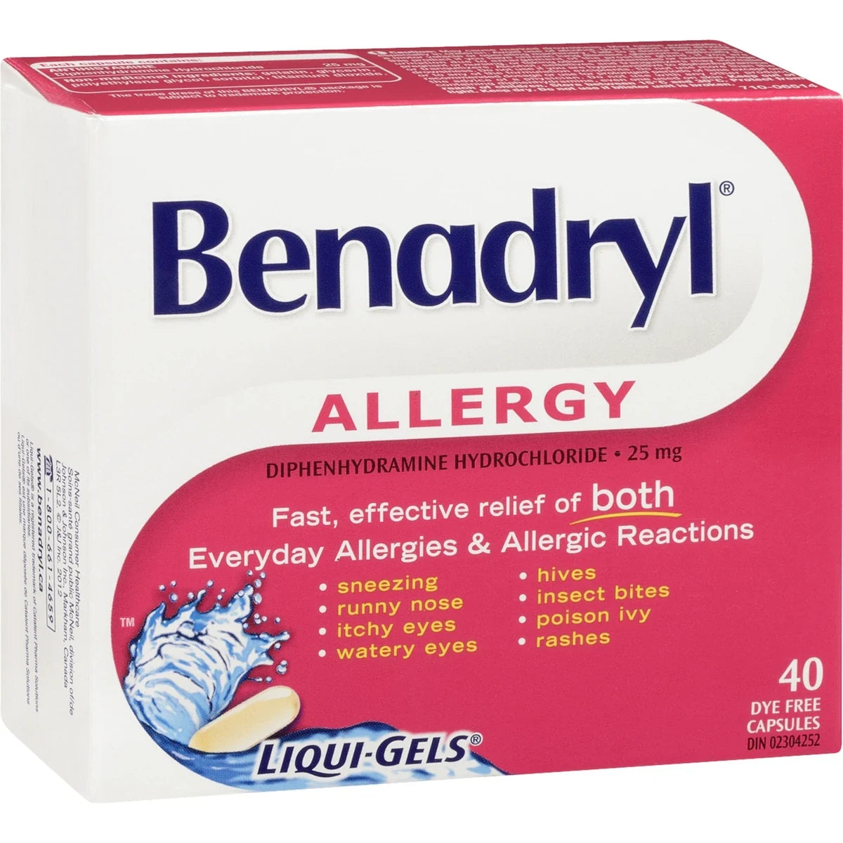 Benadryl Allergy Medicine Liqui-Gels 25 mg product detail