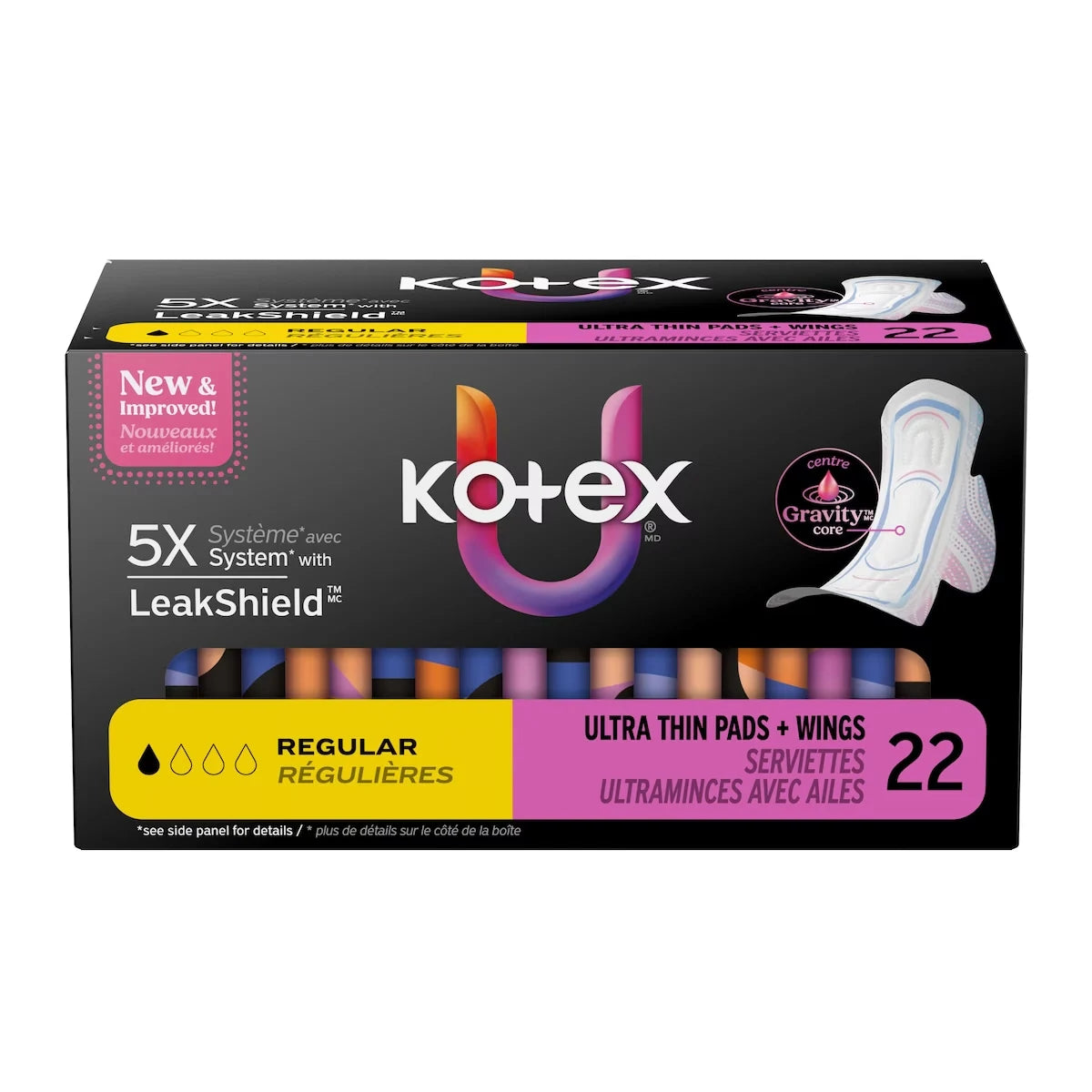 Kotex Ultra Thin Pads with Wings, Regular Absorbency 22 count product detail