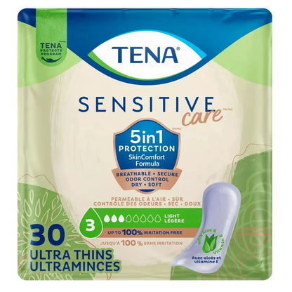 Tena Sensitive Care Incontinence Pads for Women, 30 count front package