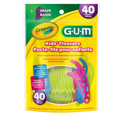 Fil dentaire pour enfants GUM CRAYOLA™, enduit de fluor, 3 ans et plus, 40 pièces