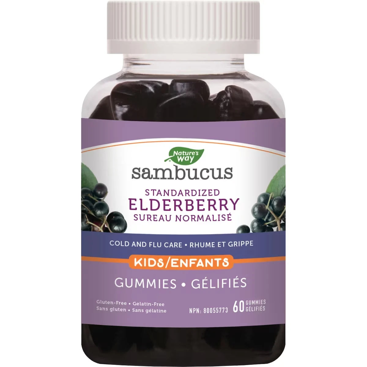 Nature's Way Sambucus Kids Cold and Flu Care, 60 Gummies front package