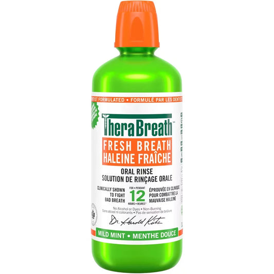 TheraBreath Oral Rinse Fresh Breath Mild Mint 1L front package