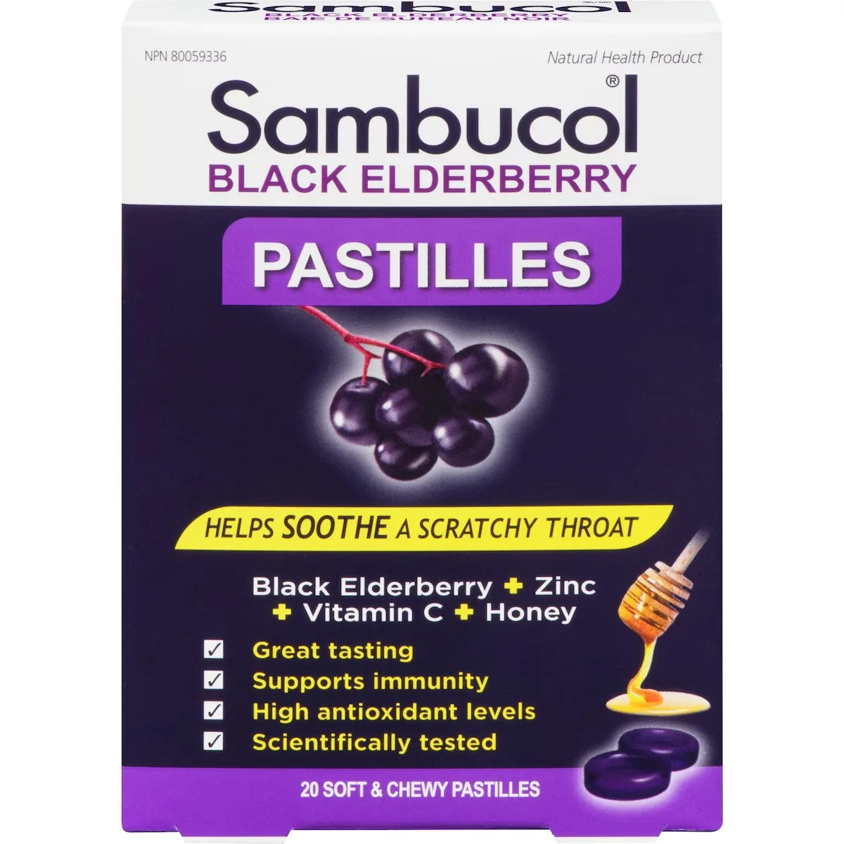 Sambucol Black Elderberry Pastilles front package
