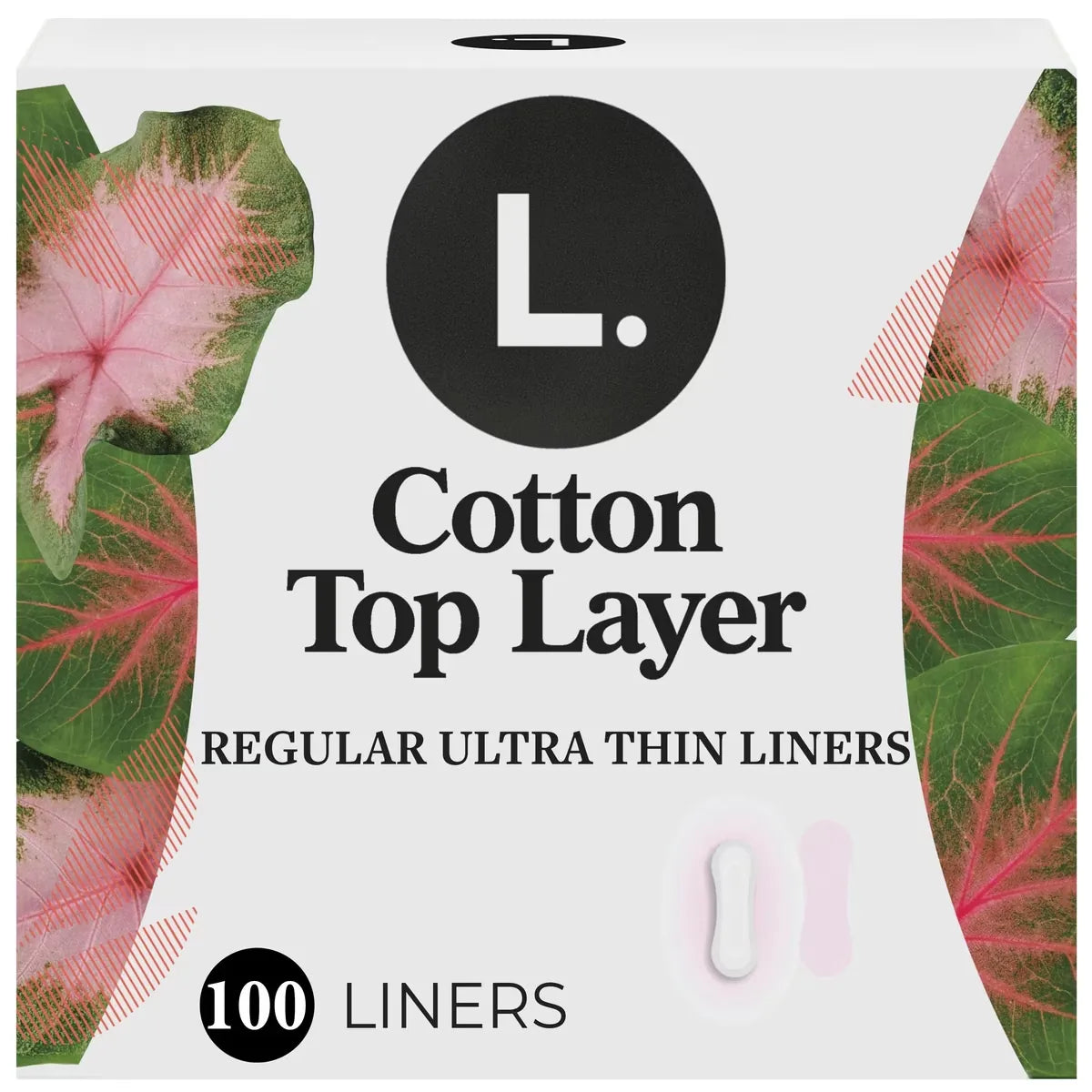 Liners for Women, Organic Cotton Top Layer, Regular Coverage, Pantiliners, 100 CT 100 count front package