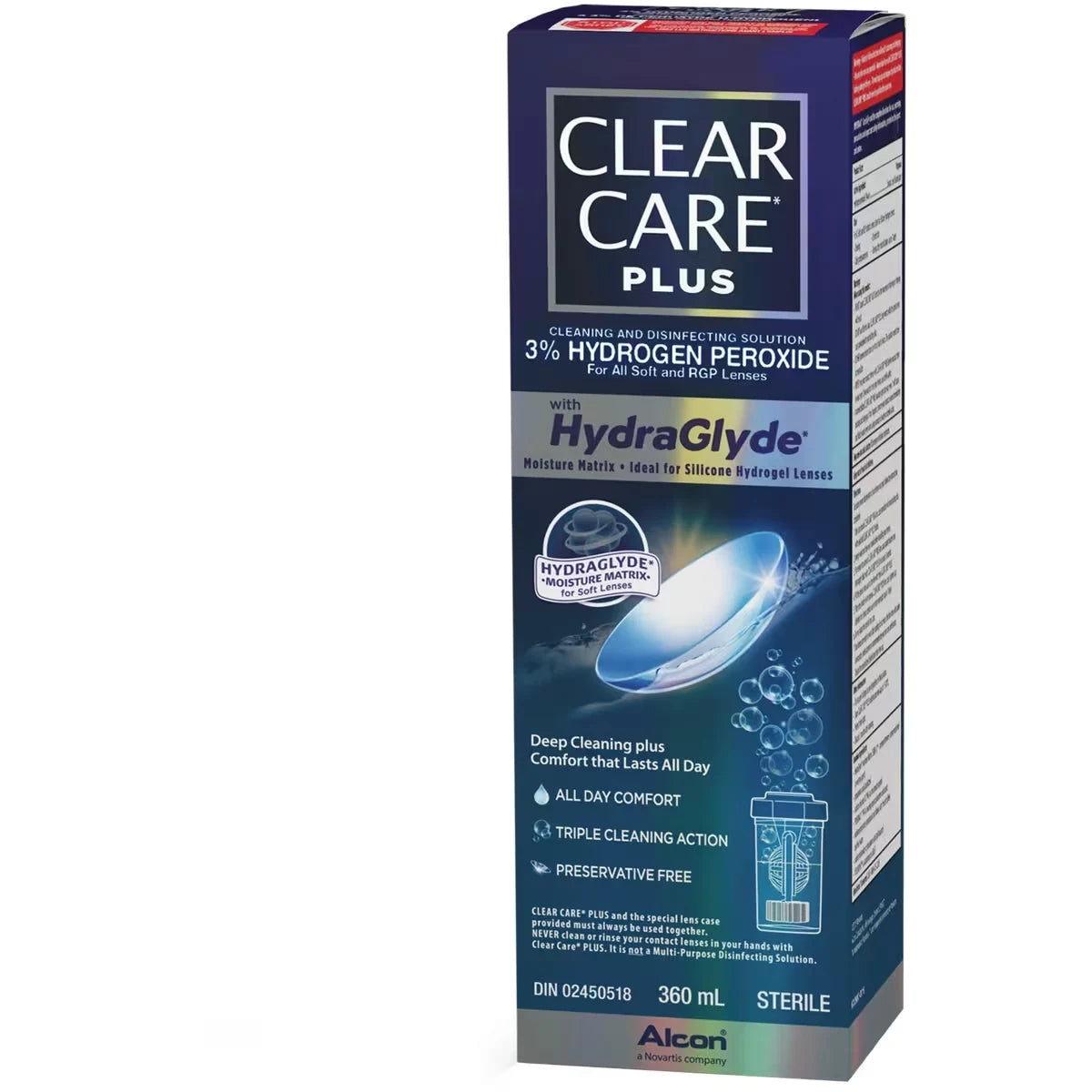 Clear Care PLUS with HydraGlyde Contact Lens Solution front package