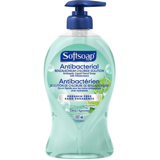 Softsoap Antibacterial Liquid Hand Soap Pump, Fresh Citrus - 332 ML front package