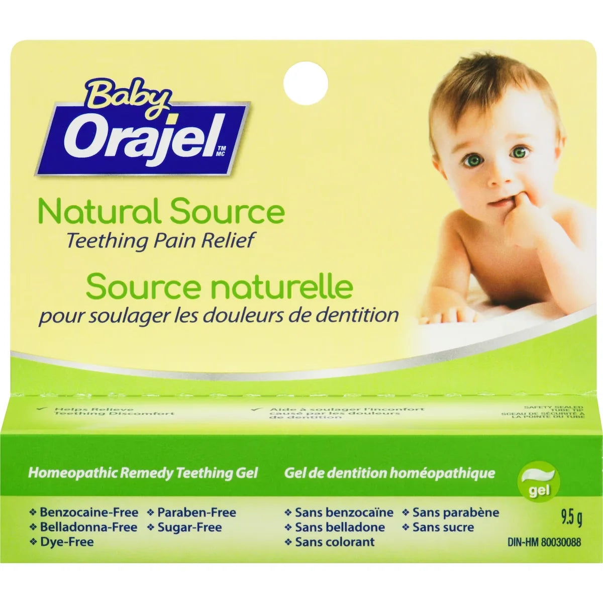 Orajel Natural Source Teething Pain relief Gel front package