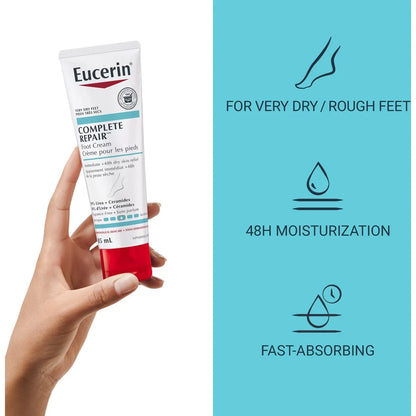 Eucerin Complete Repair Daily Moisturizing Foot Cream for Very Dry, Rough Skin 85 mL front package