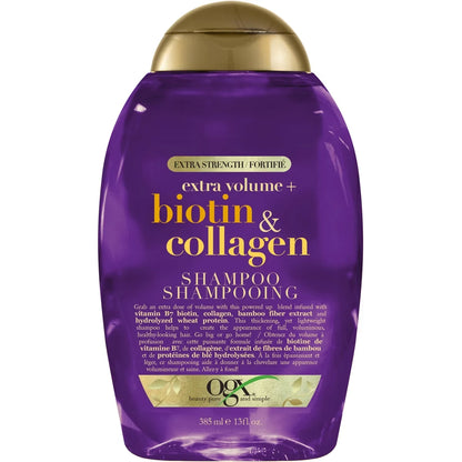 OGX Biotin & Collagen Extra Strength Volumizing Shampoo front package
