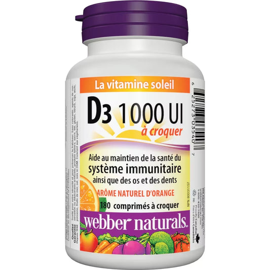 Webber Vitamin D3 Chewable 1000 IU, Natural Orange Flavour product detail