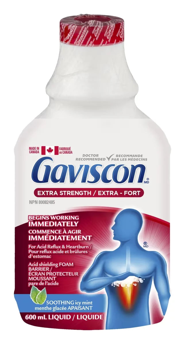 Gaviscon Extra Strength Liquid Soothing Icy Mint front package