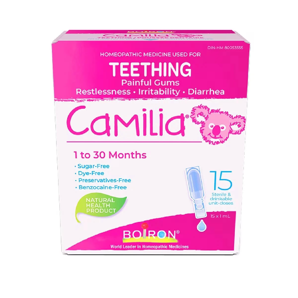 Boiron Camilia Relieves Teething Symptoms front package
