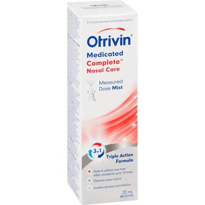 Otrivin Medicated Saline Nasal Care Decongestant Spray Measured dose Mist 20ml front package