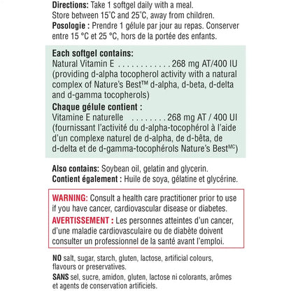 Jamieson Balanced Vitamin E Complex 400 IU Softgels with Mixed Tocopherols product detail