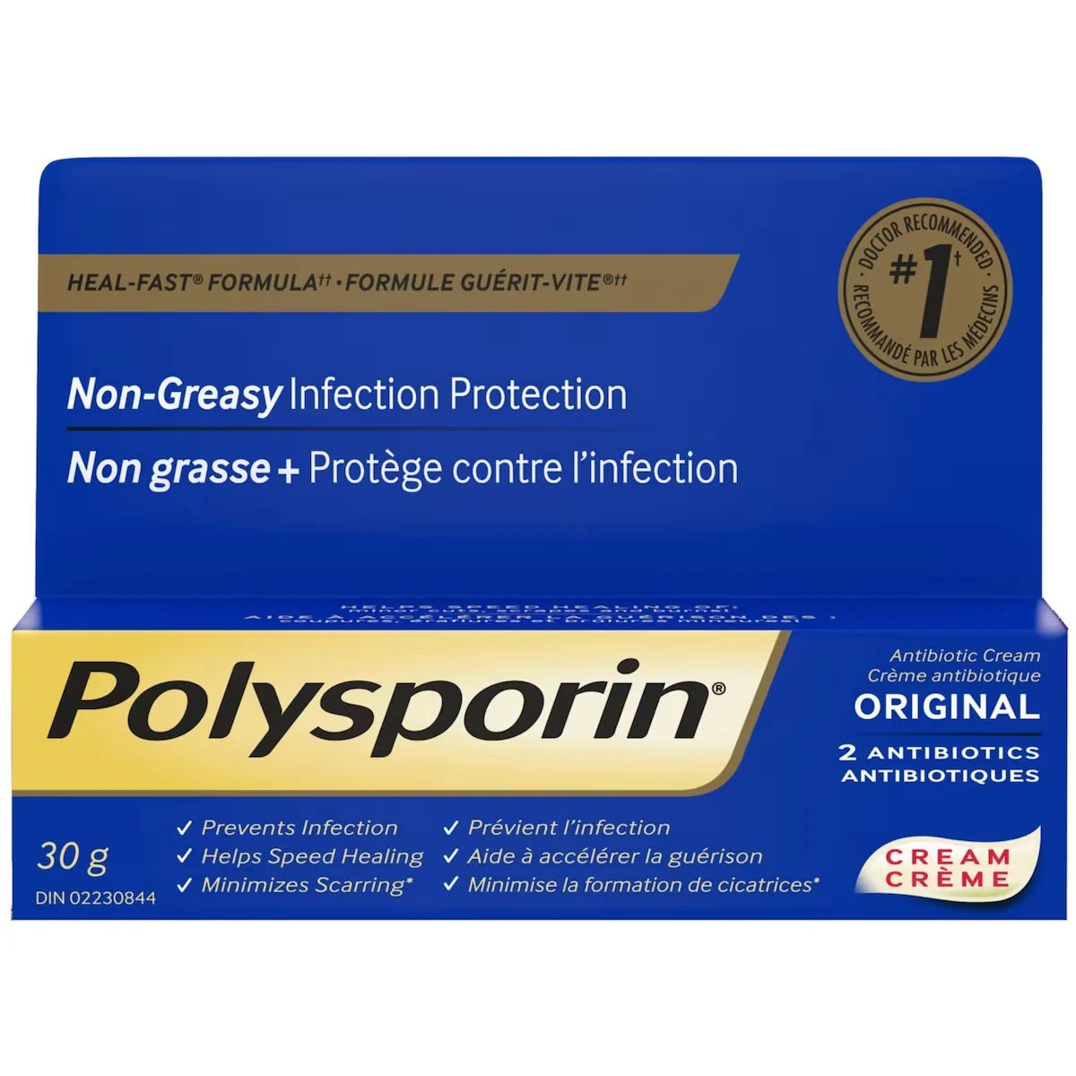 Polysporin Original Antibiotic Cream, Heal-Fast Formula front package