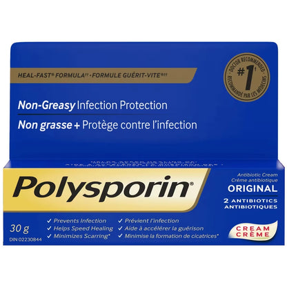 Polysporin Original Antibiotic Cream, Heal-Fast Formula front package