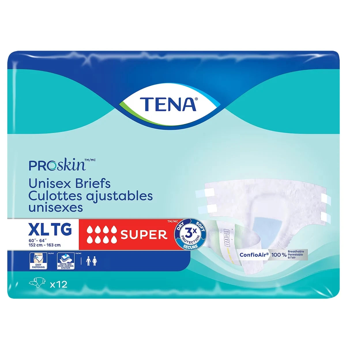 Tena Unisex Incontinence Brief, Super Absorbency, Xlarge front package