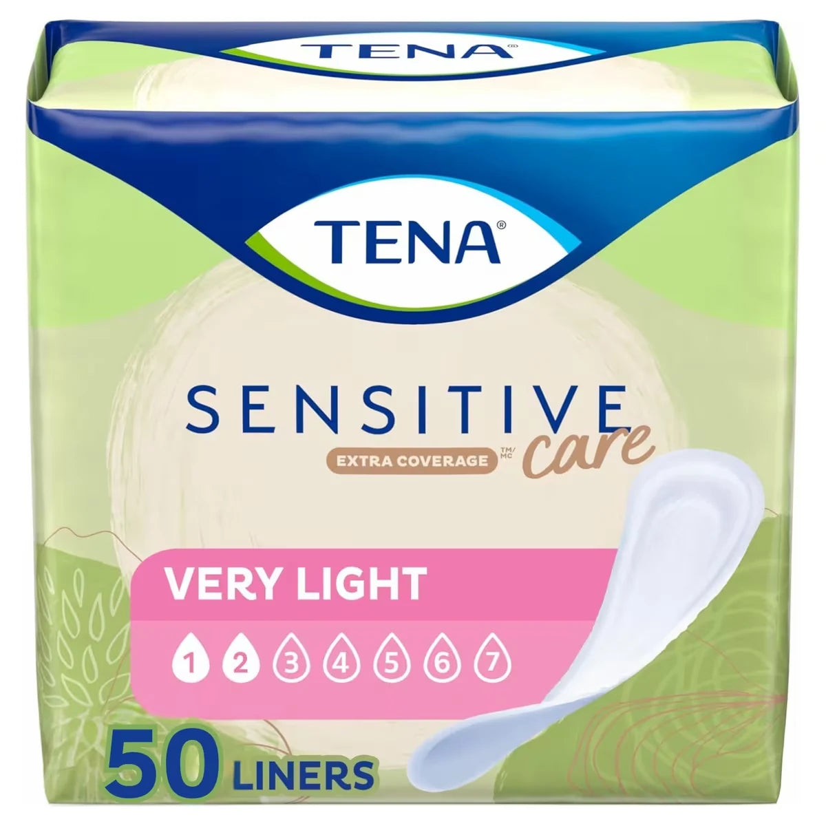 Tena Sensitive Care Incontinence Pads for Women, 50 count front package