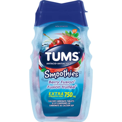 Tums Extra Strength Smoothie Berry Fusion 60 count front package