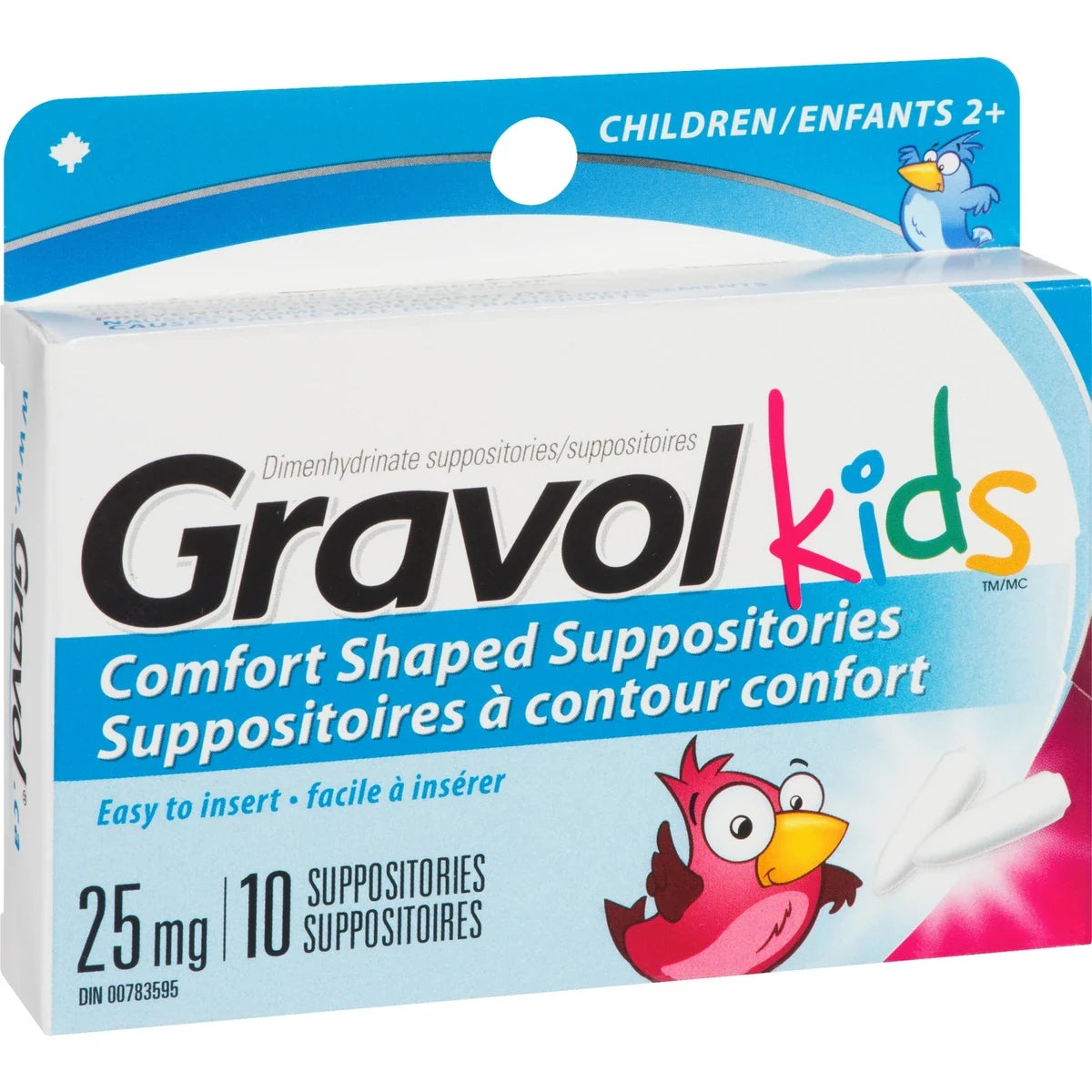 Gravol Kids Comfort Shaped Suppositories 25 mg product detail