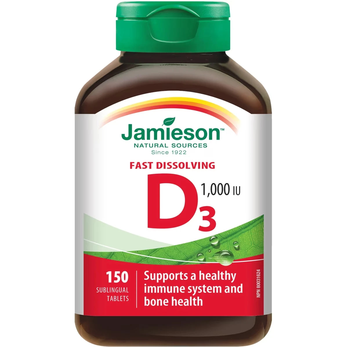 Jamieson Vitamin D 1,000 IU Fast Dissolving Sublingual Tablets front package
