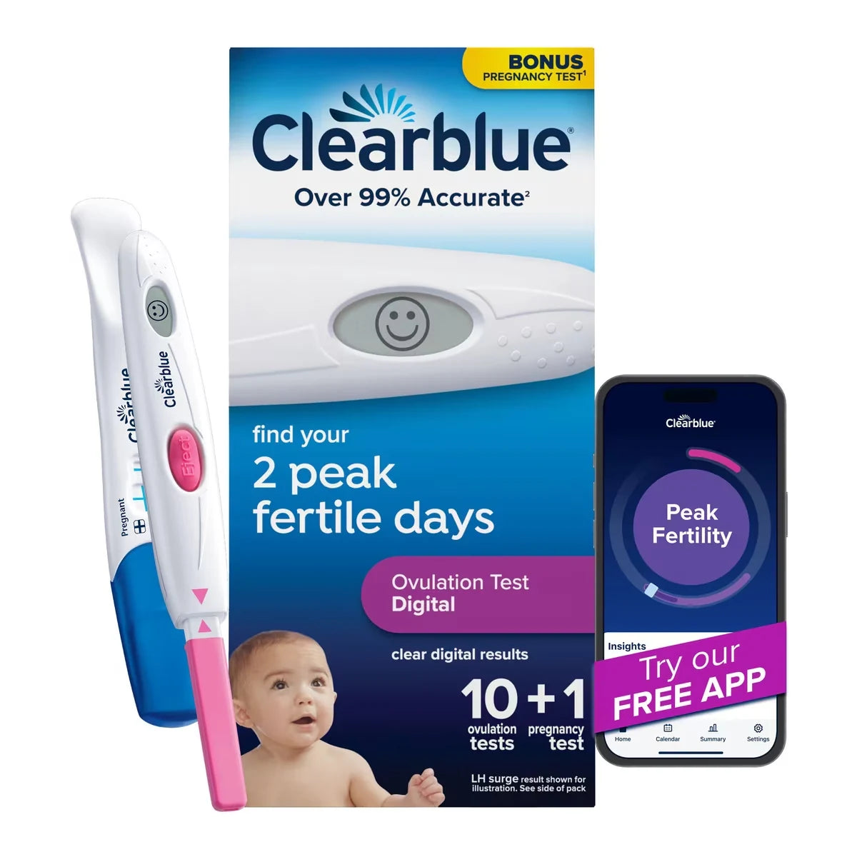 Clearblue Digital Ovulation Predictor Kit, 10 Digital Tests front package