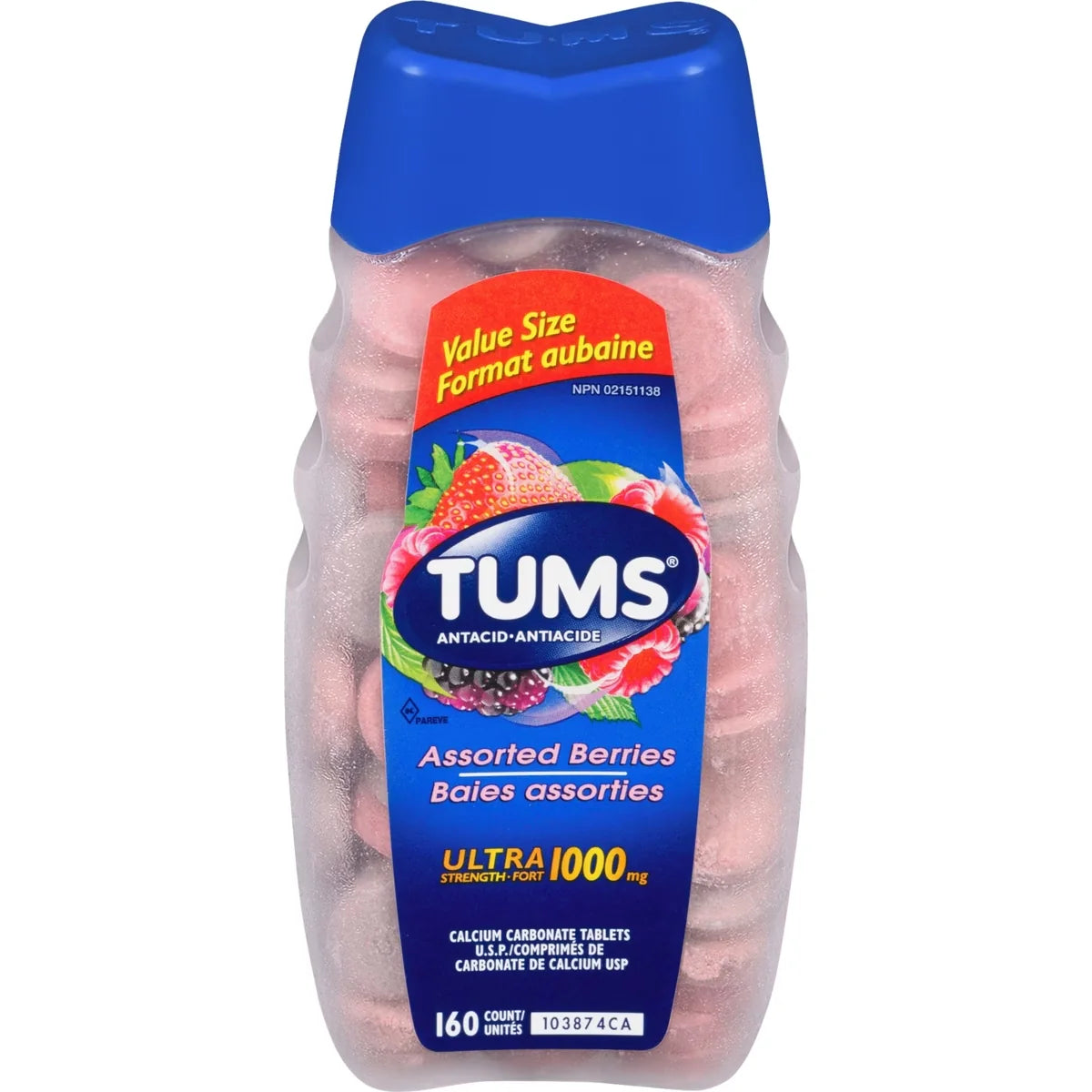 Tums Ultra Strength Antacid for Heartburn Relief Assorted Berry 160 count alternate view