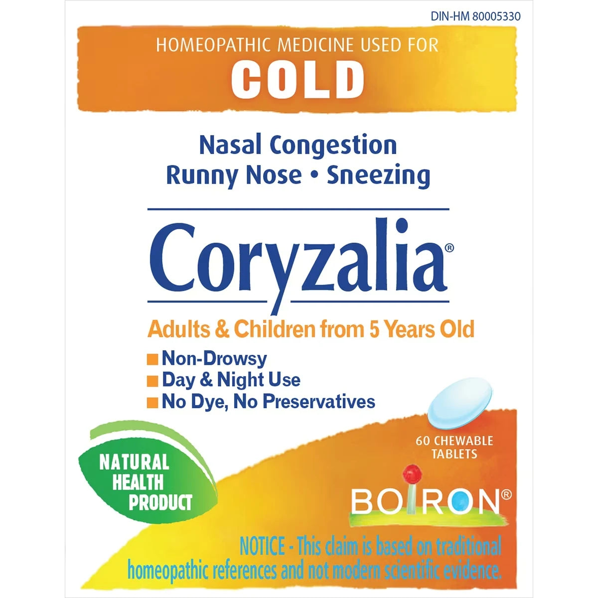 Boiron Coryzalia for Cold Symptoms front package