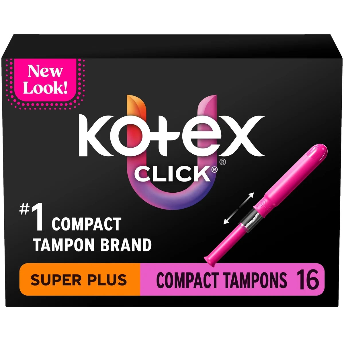 Kotex Click Compact Tampons, Super Plus, 16 ct 16 count front package